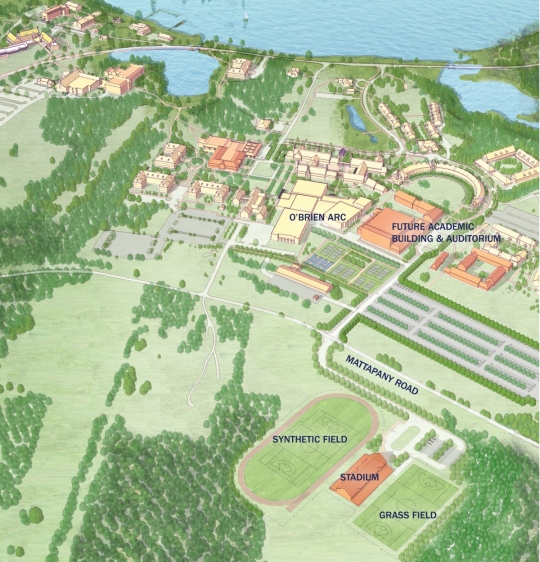 Overview of the St. Mary's College of Maryland with proposed additions. [Click on image for larger rendition]