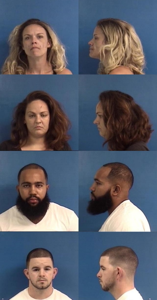 Top to bottom: Melissa Kagle, 37, of Huntingtown; Amanda Shriver, 33, of Huntingtown; Anthony Butler, 27, of Prince Frederick; and James Farrell, 28, of St. Leonard.