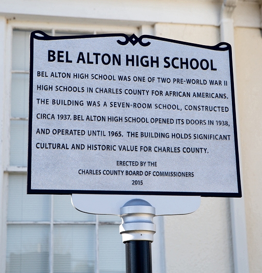 Bel Alton High School historical sign.