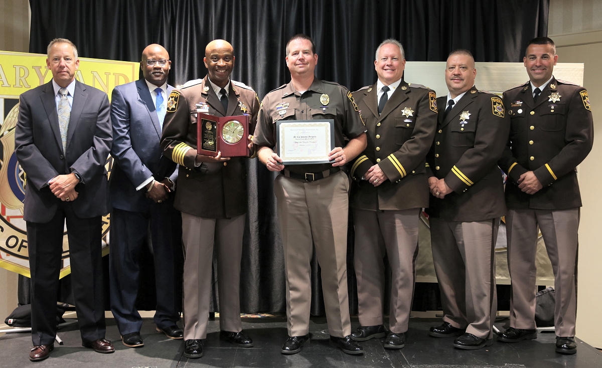 From left to right: Mr. Phil Hinkle, Mr. Brian Eley, Sheriff Troy Berry, Master Corporal Shawn Gregory, Major Dave Saunders, Captain Bob Kiesel, Lieutenant Dave Kelly. (Submitted photo)