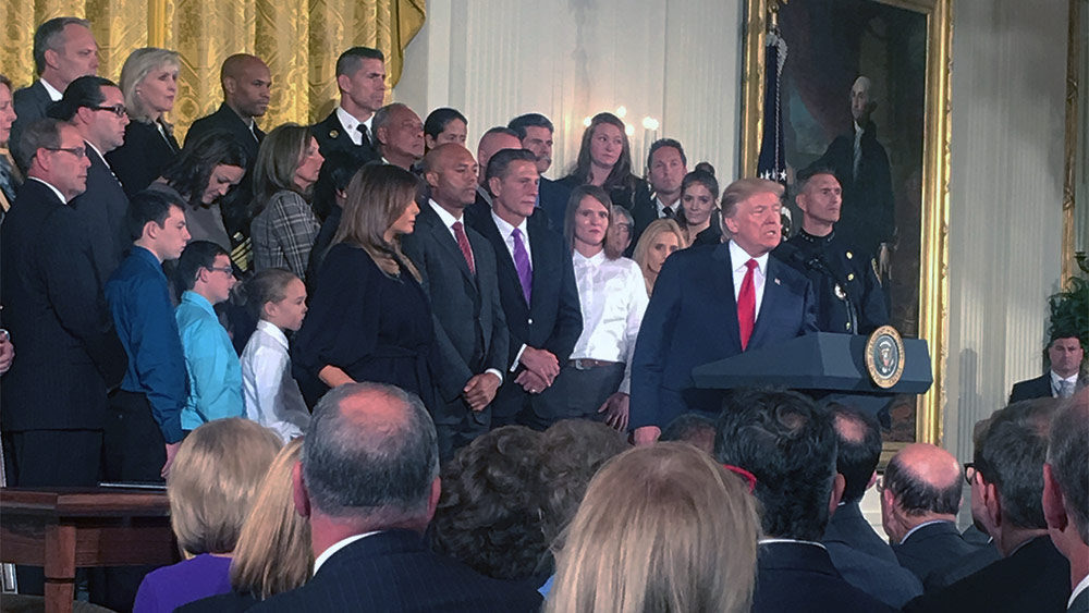 WASHINGTON--President Donald Trump declares that opioids are a "public health emergency" during an appearance in the White House East Room. (Photo: Ashley Clarke)
