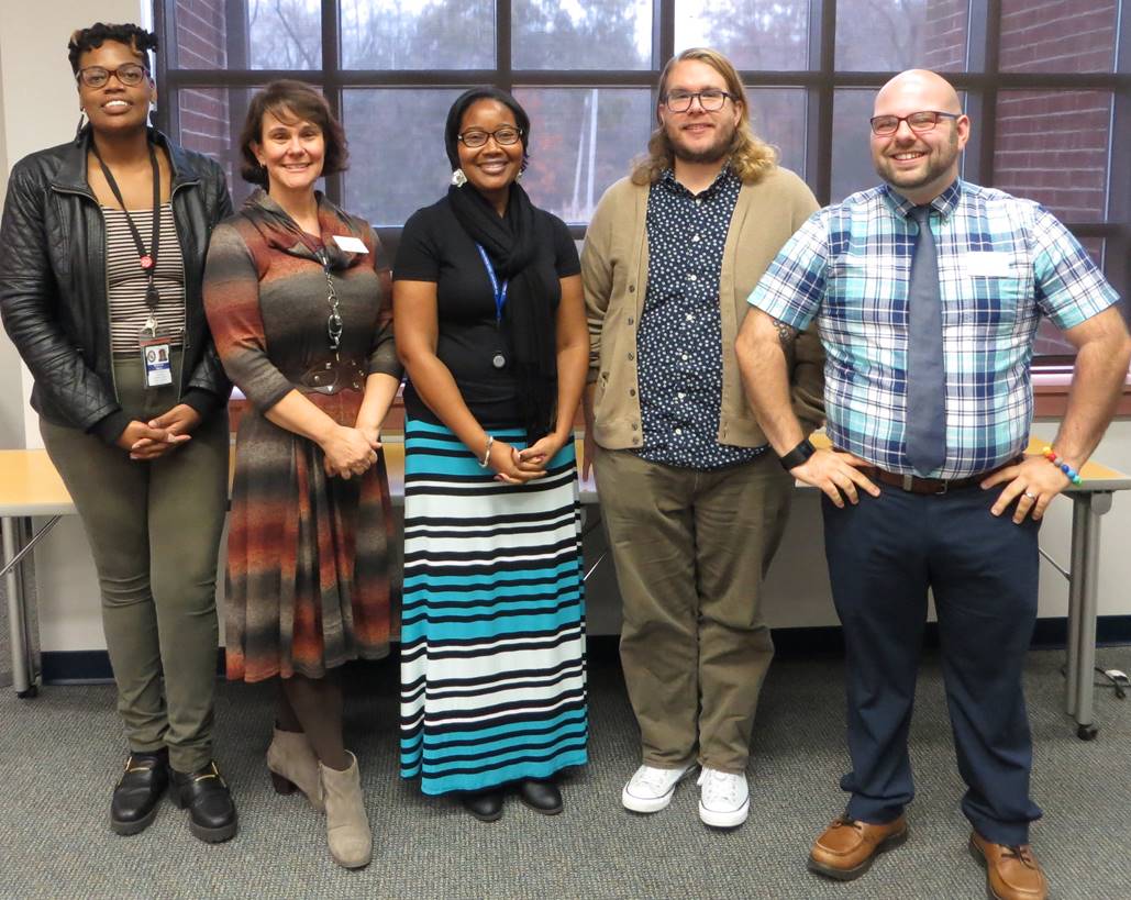 Area librarians who received tuition assistance for post graduate classes were recently recognized at a recent Student Learning Reception. From left to right, Shannon Bland, Kathy Faubion, Cecelia Thomas, Nathan Summers and Eric Variz. Not pictured: Marianne Meador. (Photo: R. Nguyen)