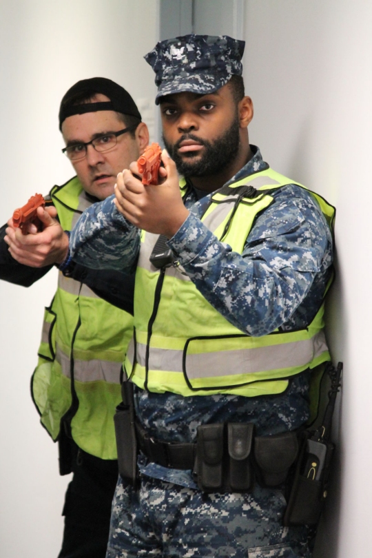 Members of the NAS Patuxent River Security Department participate in an Active Shooter scenario during last year's Solid Curtain-Citadel Shield exercise. (U.S. Navy photo by Donna Cipolloni)