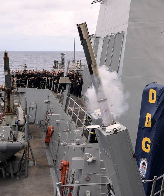 PACIFIC OCEAN (July 12, 2018) – Guided-missile destroyer USS Sterett (DDG 104) launches a Mark (MK) 234 Offboard Active Decoy from a Nulka MK 53 Decoy Launching System during the Rim of the Pacific (RIMPAC) exercise. Twenty-five nations, 46 ships, five submarines, about 200 aircraft, and 25,000 personnel participated in RIMPAC from June 27 to Aug. 2 in and around the Hawaiian Islands and Southern California. The world's largest international maritime exercise, RIMPAC provides a unique training opportunity while fostering and sustaining cooperative relationships among participants critical to ensuring the safety of sea lanes and security of the world's oceans. RIMPAC 2018 is the 26th exercise in the series that began in 1971. (U.S. Navy photo by Mass Communication Specialist 3rd Class Alexander C. Kubitza/Released)