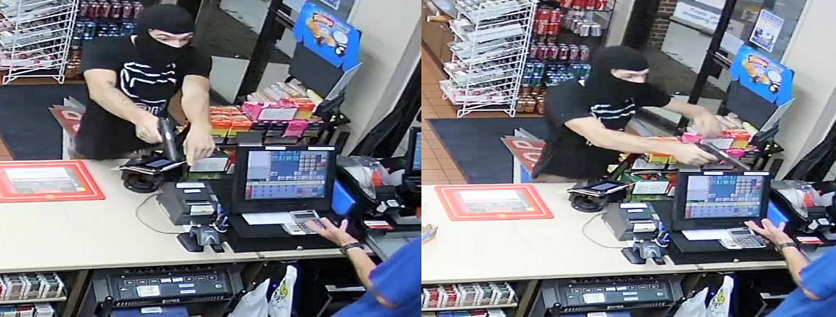 Armed Robbery at Dunkirk Fastop Convenience Store. The suspect is described as a thin, white male wearing tan cargo pants, grey New Balance sneakers, and a black tee shirt. The suspect was possibly between 18 and 30 years of age. The suspect wore a black mask covering half of his face and was not wearing gloves. The suspect has a tattoo on his right forearm. It was confirmed that the suspect fled the area in a vehicle.