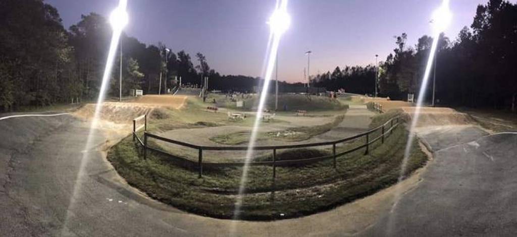 The bicycle motocross (BMX) track at Chaptico Park is illuminated by its new LED stadium lighting. (Photo credit: Bryce Lightbown)