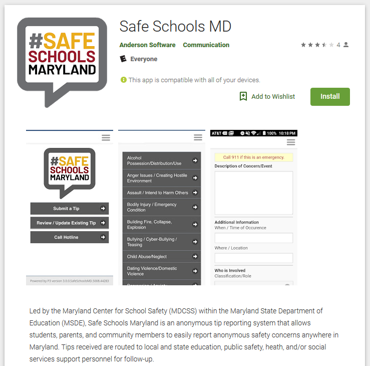 Safe Schools MD app on Google Play