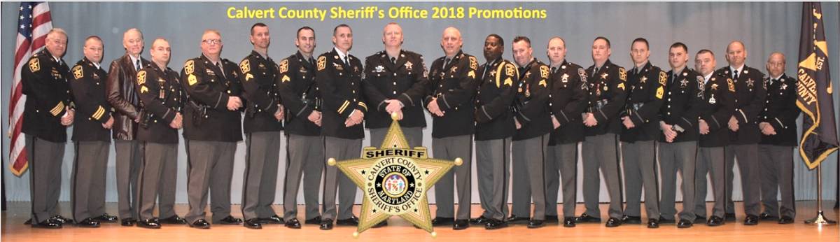 Pictured in the photo from left to right is: Sheriff Mike Evans; Lt. Colonel Dave McDowell; Commissioner Tim Hutchins; Cpl. Roscoe Kreps; F/Sgt. Brian Bowen; Cpl. Nate Funchion; Cpl. James Morgan; Captain Tim Fridman; Sgt. Ryan McGaffin; Sgt. Shawn Morder; Sgt. Phil Foote; Cpl. Mark Robshaw; Cpl. Chris Gray; Cpl. Jeff Denton; F/Sgt. David Canning; Cpl. Vincent Bowles; Lt. Ricky Cox; Captain Kevin Cross; and Major Thomas Reece.