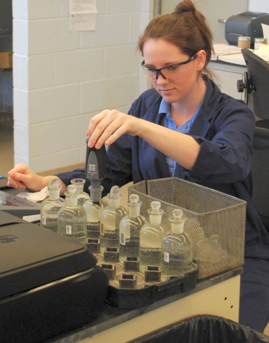 Laboratory supervisor Samantha Forrest conducting BOD analyses. (Submitted photo)