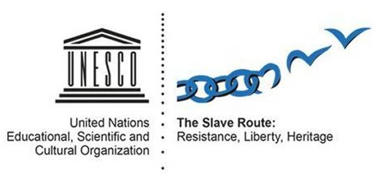 The UNESCO Slave Route Project Site of Memory logo, noting the "deep significance" of protecting and promoting this history.