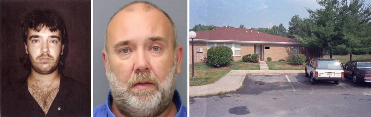 Left: Vincent Wayne Jones at a younger age (He was 25 at the time of the rape). 
			Center: Jones now at age 51 (booking photo). Right: The house where 
			the rape occurred in 1993.