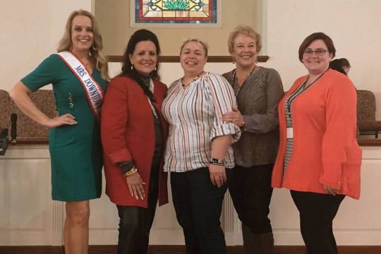 The First Baptist Church here hosted a seminar on human trafficking. Pictured are trafficking survivor Jill short, Women at Risk, International President Rebecca Mcdonald, ,and seminar organizers Jen Warnack, Charlotte Vass and Megan Ray (Photo courtesy of First Baptist Church, Waldorf)