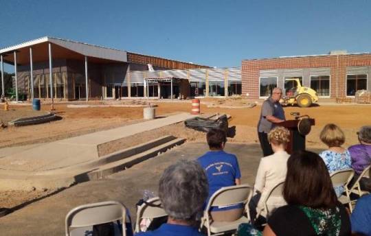 Gail Murdock, chair of the Commission on Aging speaks at the closing in ceremony for the new Leonardtown Library and Garvey Senior Center. (Photo: The County Times)