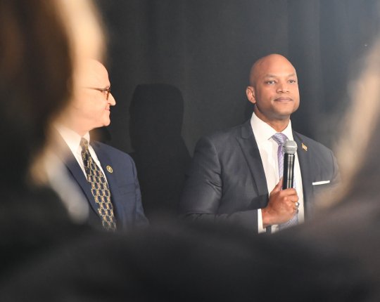 Maryland Democratic gubernatorial candidate Wes Moore, here at a forum in March for Maryland candidates for governor to discuss their views on climate change, has connections with the cannabis industry that could present a conflict of interest if he is elected governor. (Christine Zhu/University of Maryland)